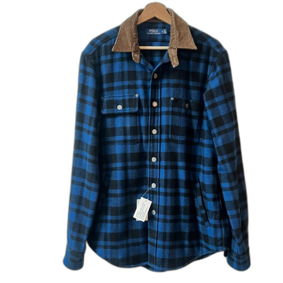NWT POLO RALPH LAUREN Men's Wool Blend Corduroy-Collar Workshirt Size Medium - Picture 4 of 8
